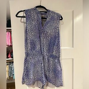 Rebecca Taylor Silk Romper - purple cheetah print. Size 2